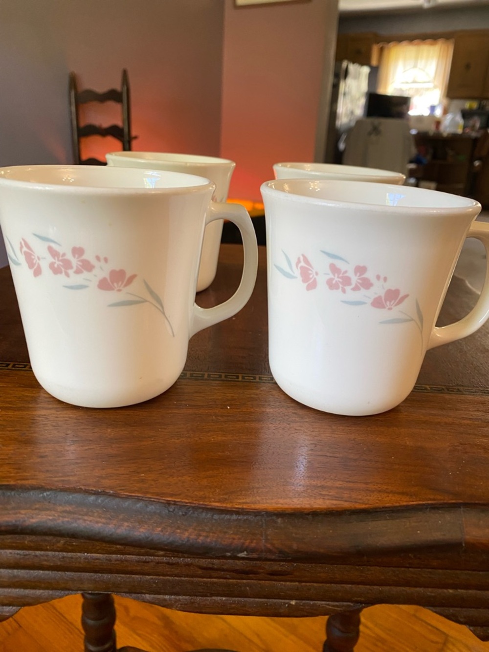 Vintage Corning USA Set of 4 “Silk Blossom”Ceramic Corelle Coffee/Tea Cups